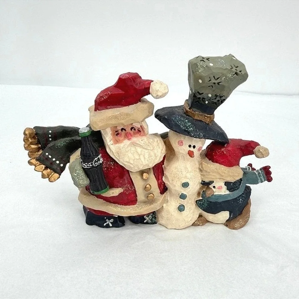 Coca Cola Figurine Santa Snowman Penguin Vintage Christmas Holiday Shelf Sitter